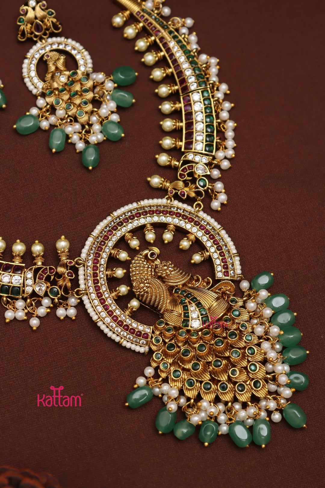 Hritha - Peacock Feather Kundan Necklace - N3953