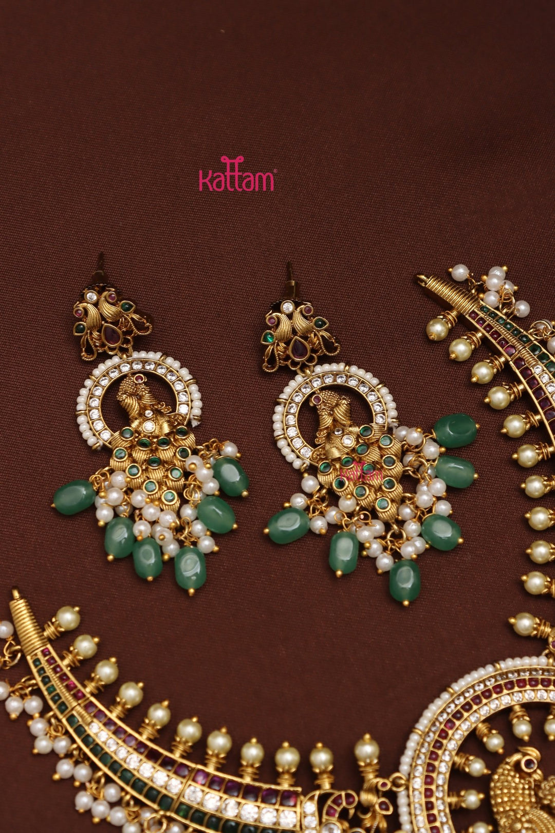 Hritha - Peacock Feather Kundan Necklace - N3953