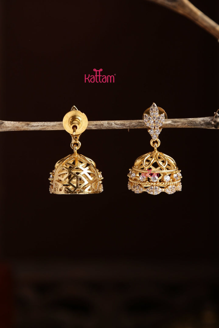 Indhu - White Stone Jhumka - E1296