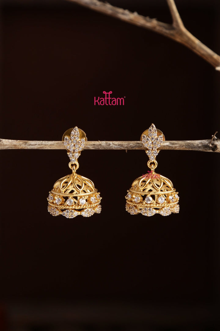 Indhu - White Stone Jhumka - E1296