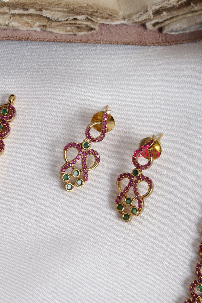 Indo Western Ruby Green Stone Choker - N2312