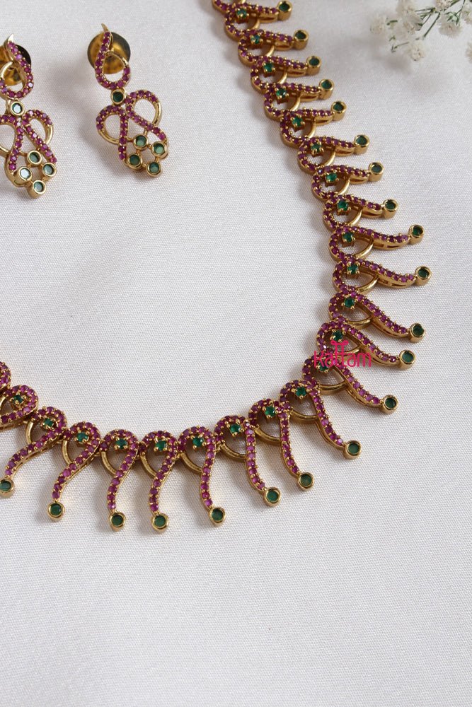 Indo Western Ruby Green Stone Choker - N2312