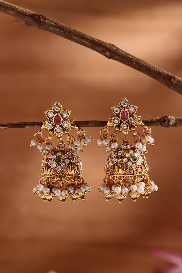 Initha - Multistone Pearls Jhumka - E1453