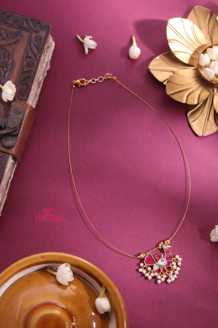 Invisible Kundan Ruby Peacock Choker - N3292