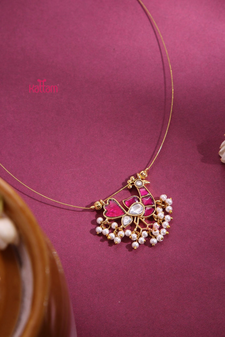 Invisible Kundan Ruby Peacock Choker - N3292