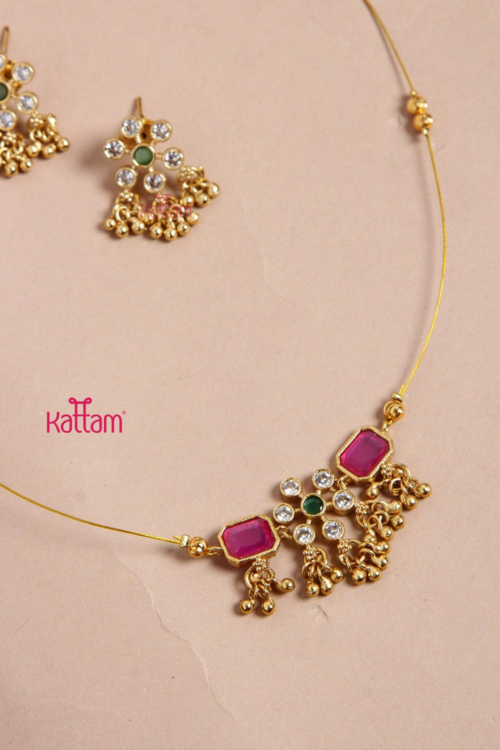 Invisible Ruby Dollar Necklace - N3169