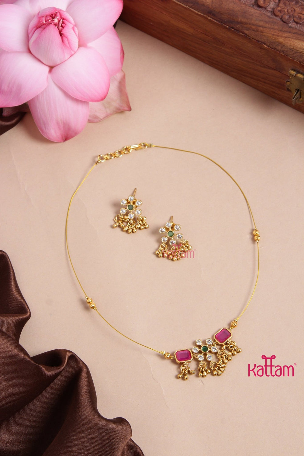 Invisible Ruby Dollar Necklace - N3169