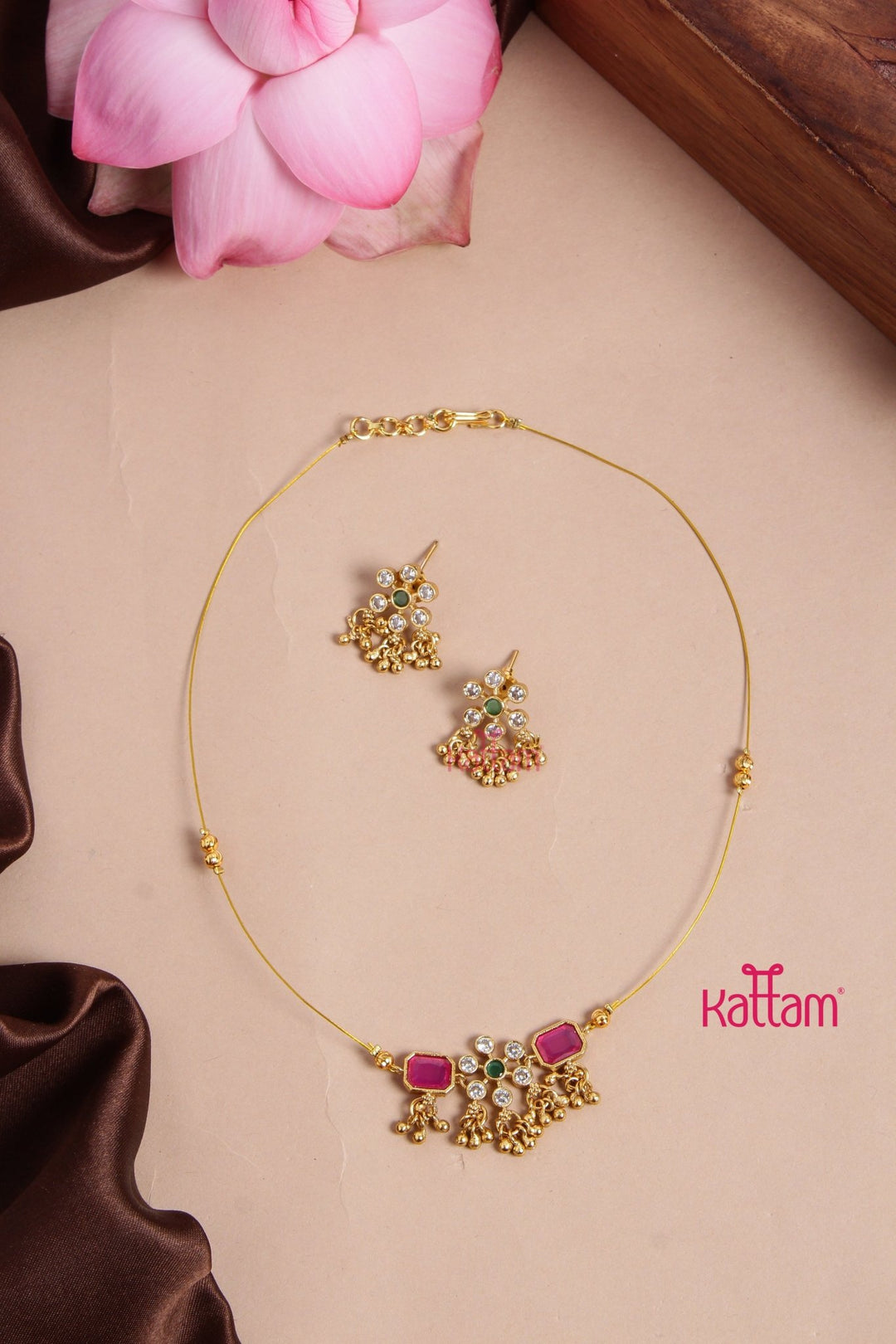 Invisible Ruby Dollar Necklace - N3169