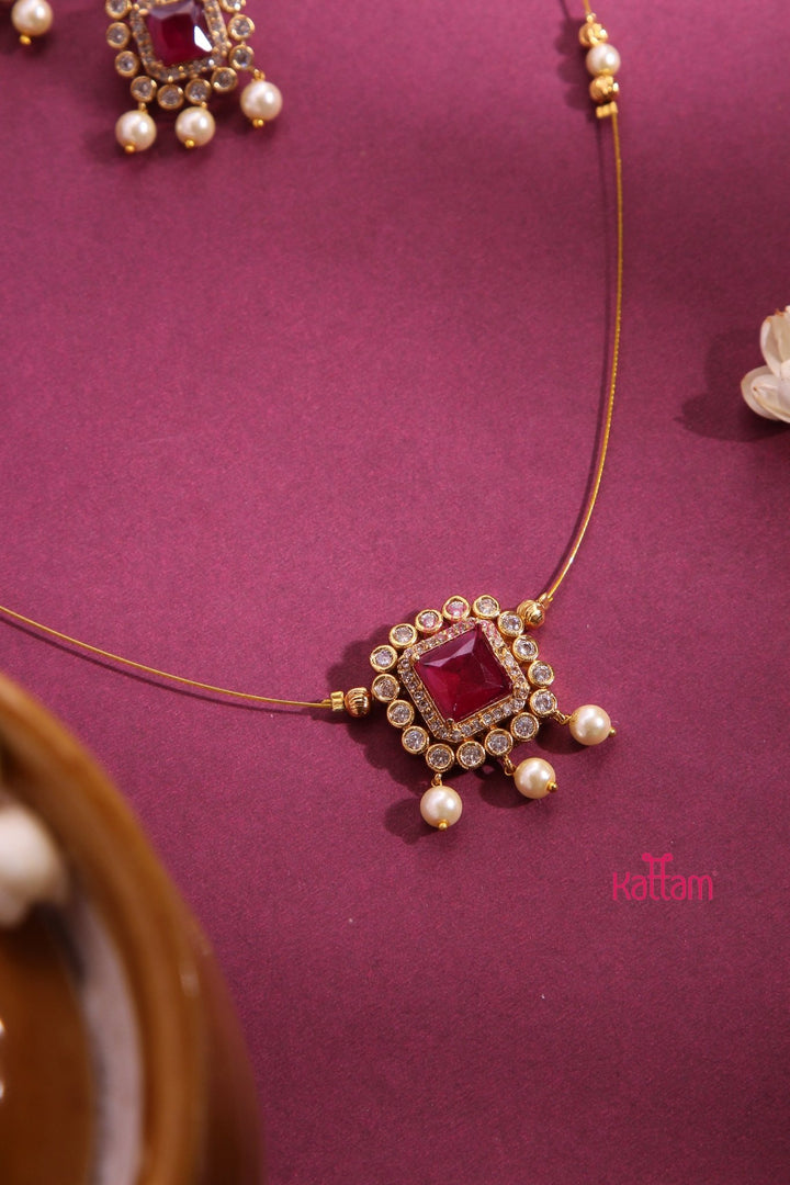 Invisible Ruby Pendant Choker - N3286