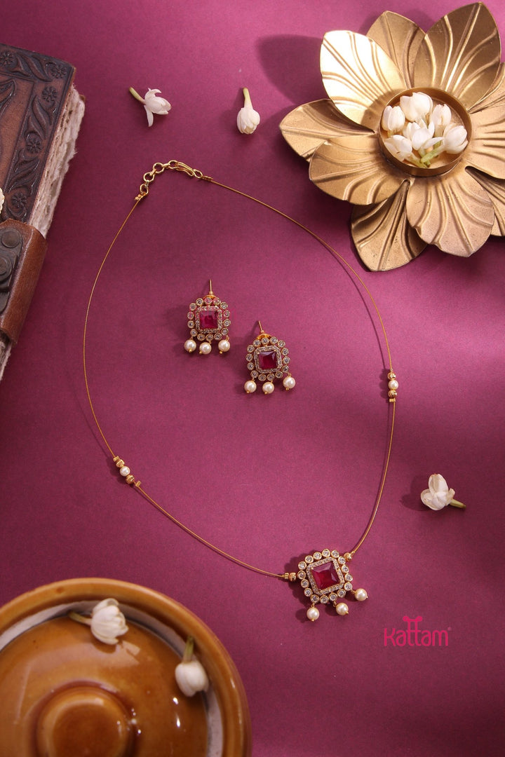 Invisible Ruby Pendant Choker - N3286