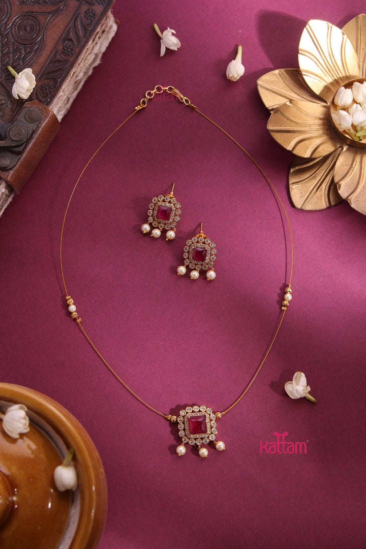 Invisible Ruby Pendant Choker - N3286