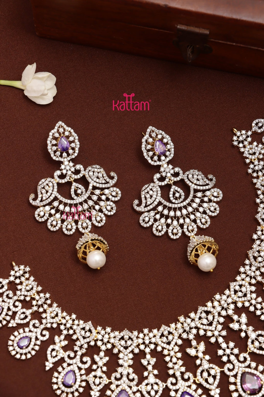 Irfana - AD Stone Semi Bridal Purple Choker Set - N5318