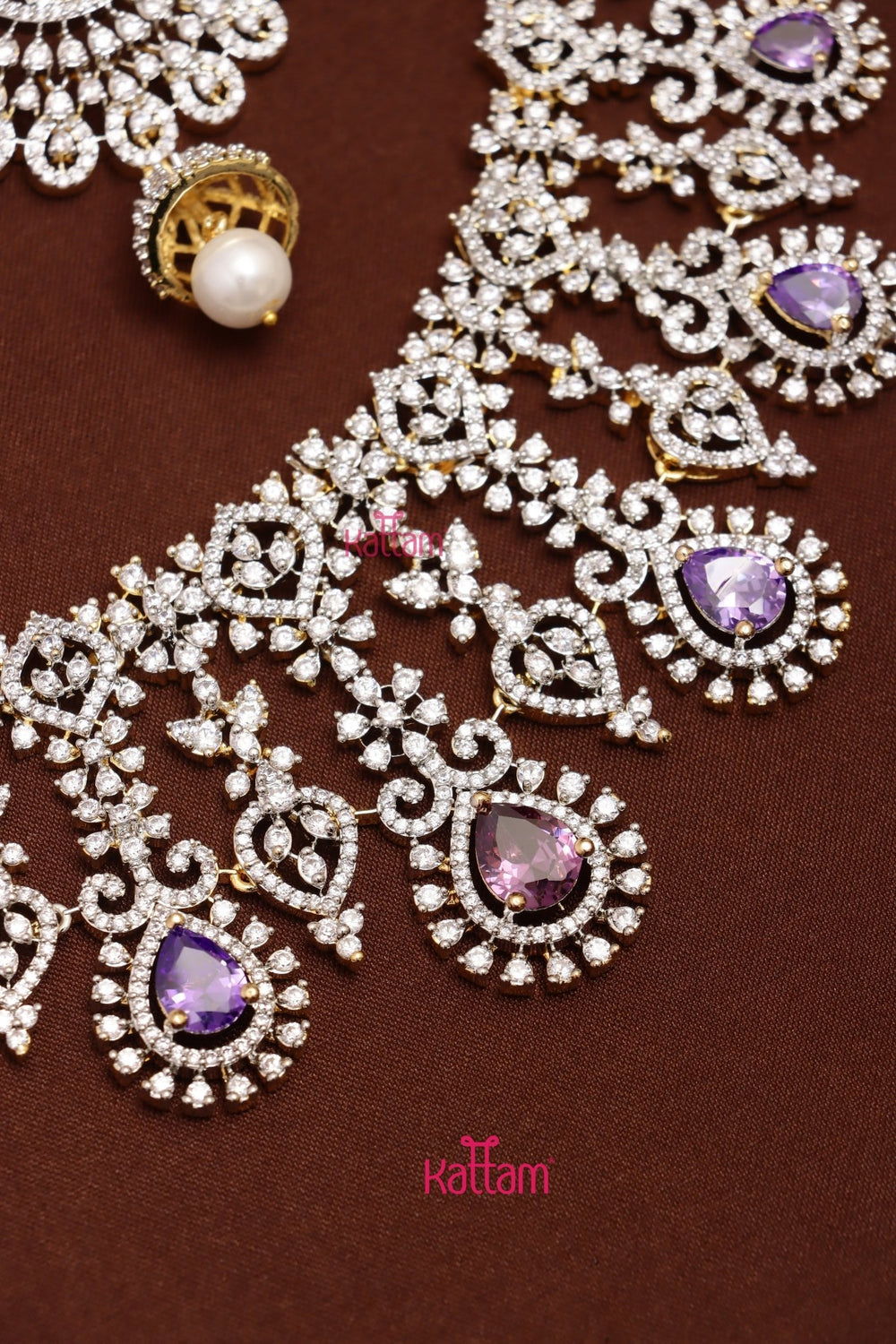 Irfana - AD Stone Semi Bridal Purple Choker Set - N5318