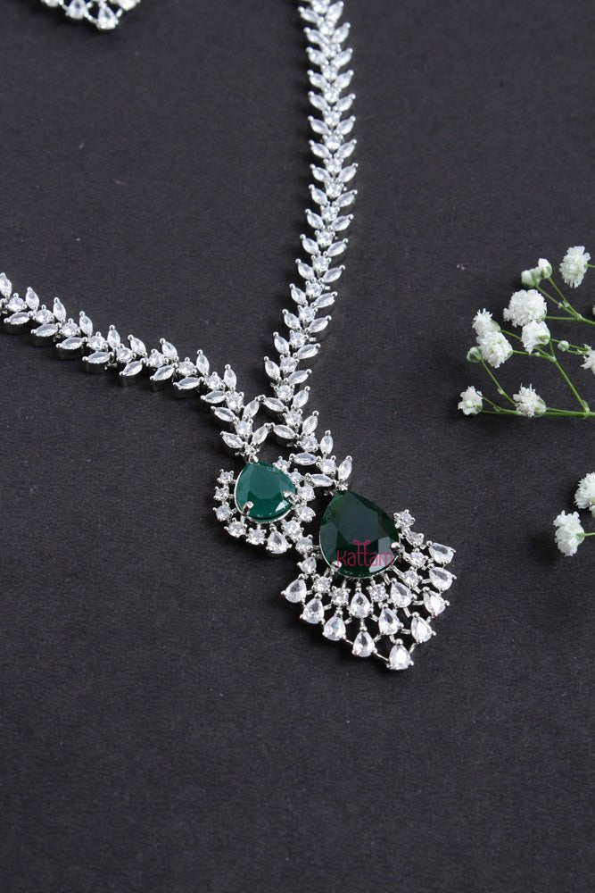 Isla - American Diamond Green Stone Necklace