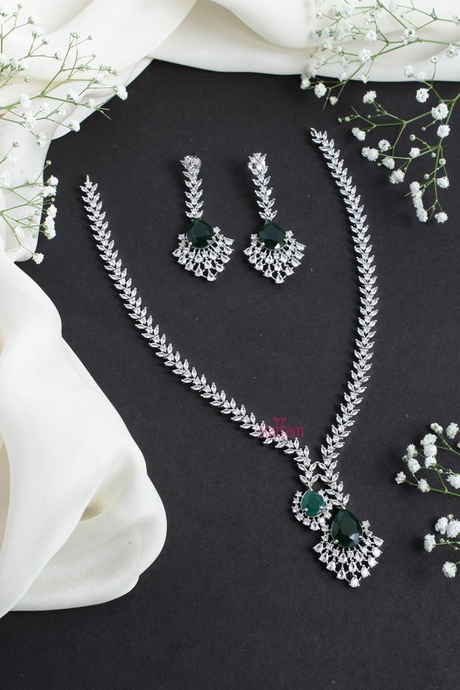 Isla - American Diamond Green Stone Necklace - N2424