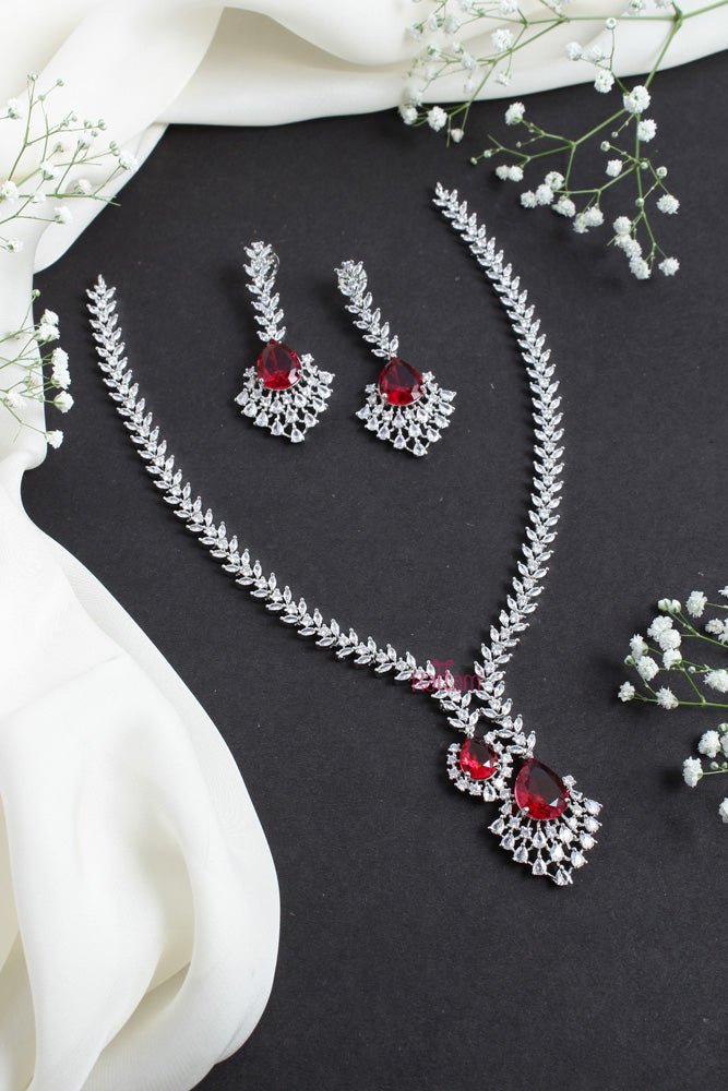 Isla - American Diamond Red Stone Necklace - N2423