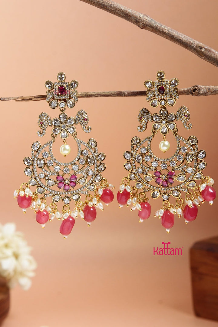 Ivana - Ruby Chandbali Earrings - E917