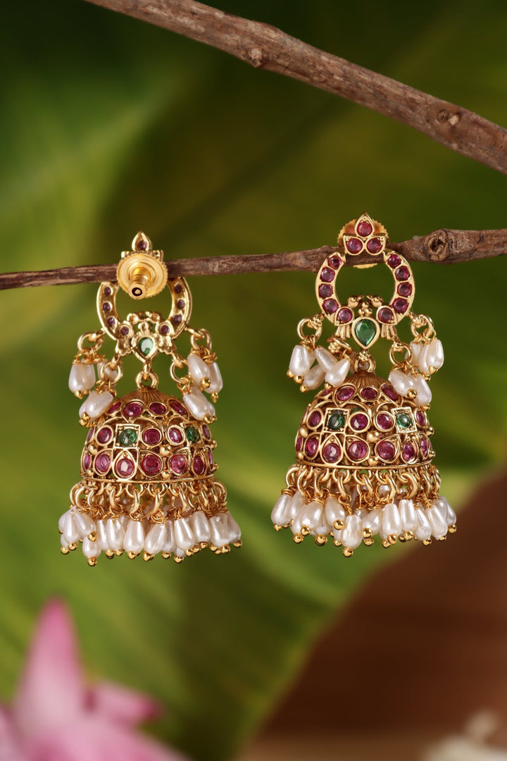 Iyal - Rice Pearl Jhumka - E1458