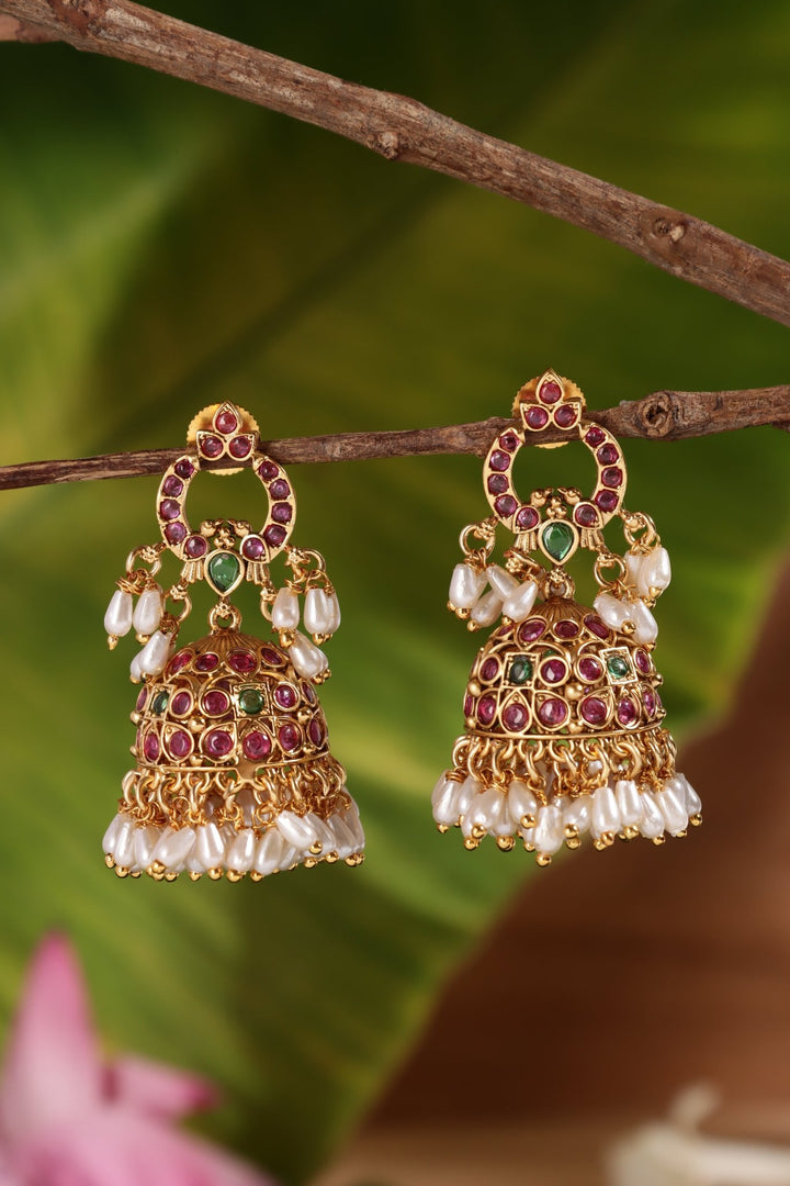 Iyal - Rice Pearl Jhumka - E1458
