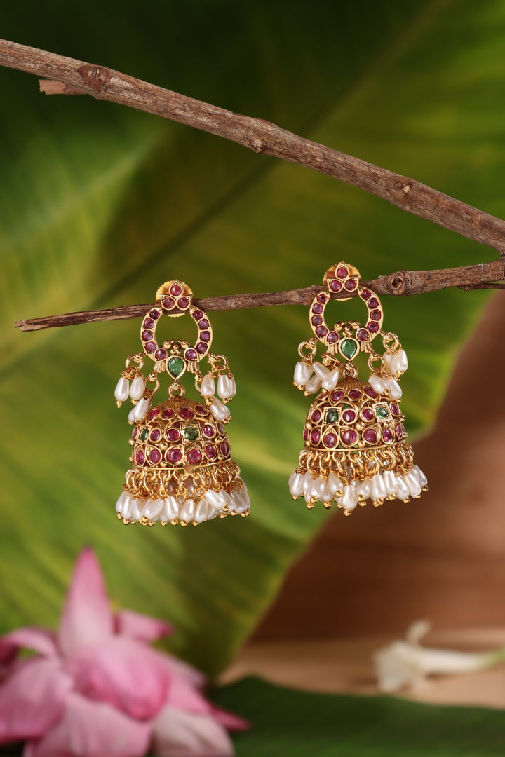 Iyal - Rice Pearl Jhumka - E1458
