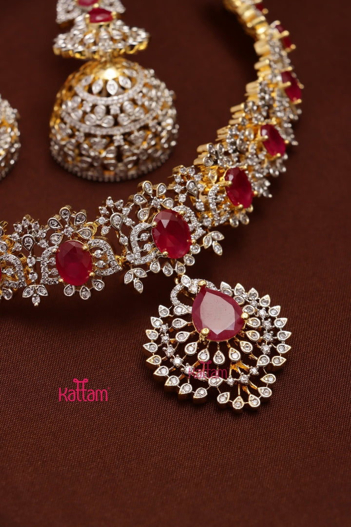 Jacquline - AD Stone Ruby Choker - N5311