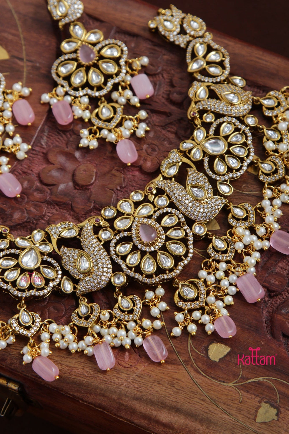 Jasmine - AD Semi Bridal lightPink Choker - N5120