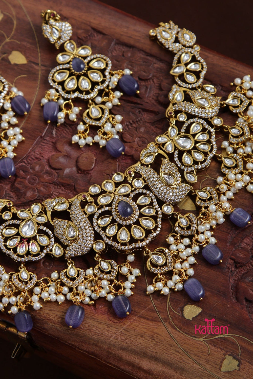 Jasmine - AD Semi Bridal Violet Choker - N5118