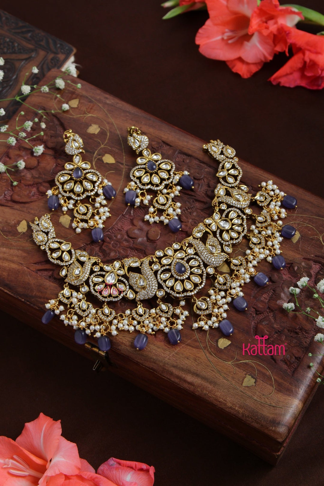 Jasmine - AD Semi Bridal Violet Choker - N5118