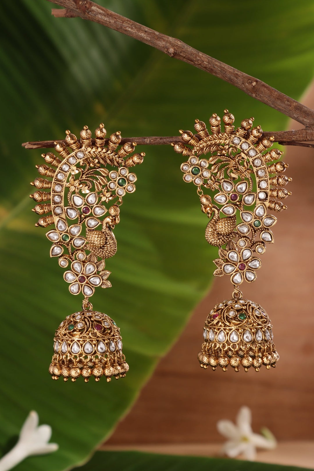 Jeevika - Floral Pecock Earcuff Jhumka - E1518