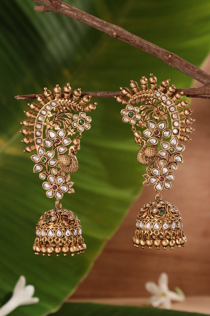 Jeevika - Floral Pecock Earcuff Jhumka - E1518