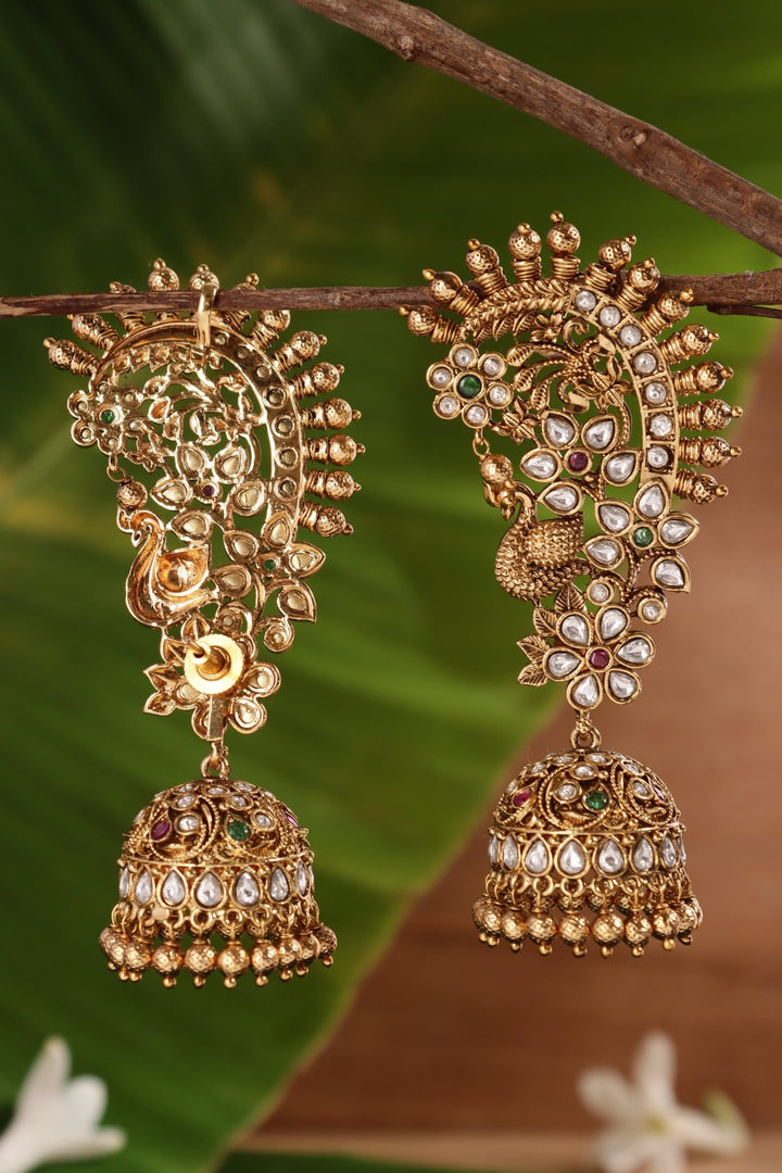 Jeevika - Floral Pecock Earcuff Jhumka - E1518