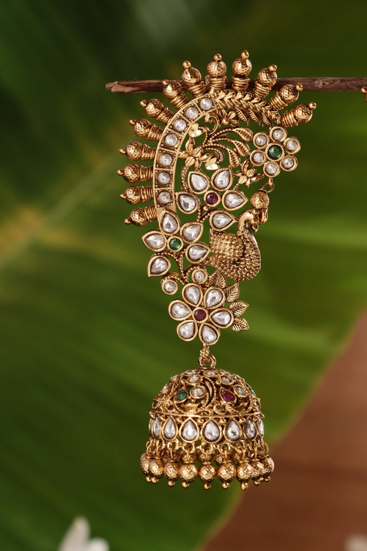 Jeevika - Floral Pecock Earcuff Jhumka - E1518
