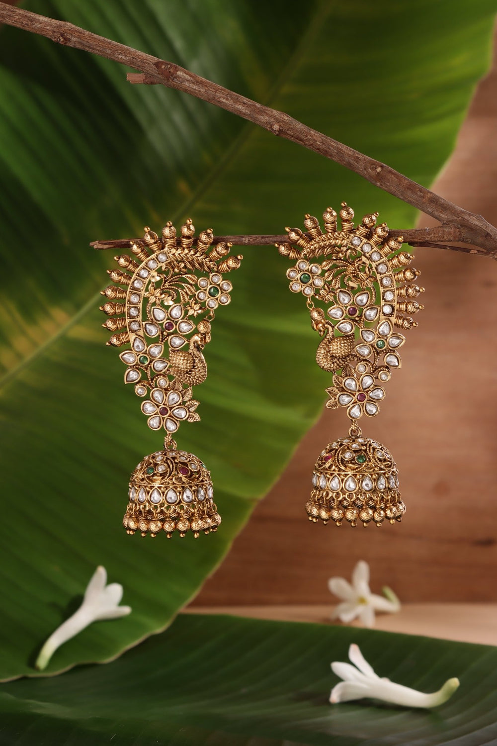 Jeevika - Floral Pecock Earcuff Jhumka - E1518