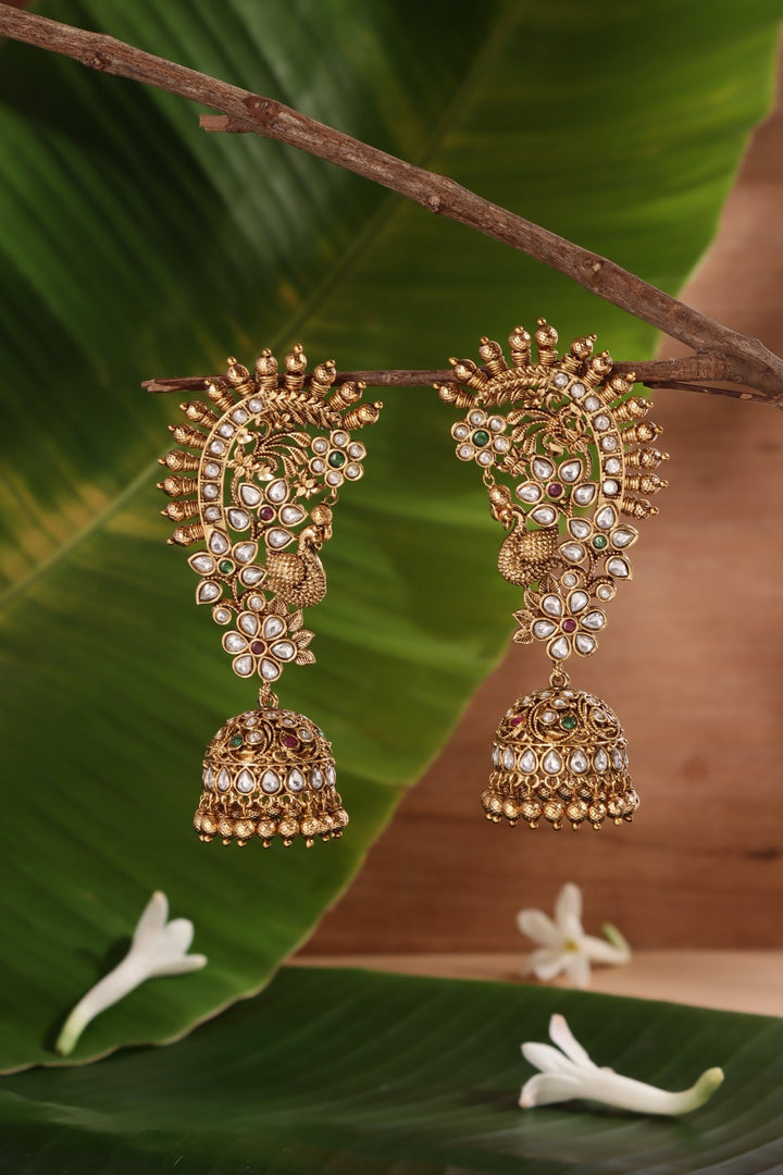 Jeevika - Floral Pecock Earcuff Jhumka - E1518