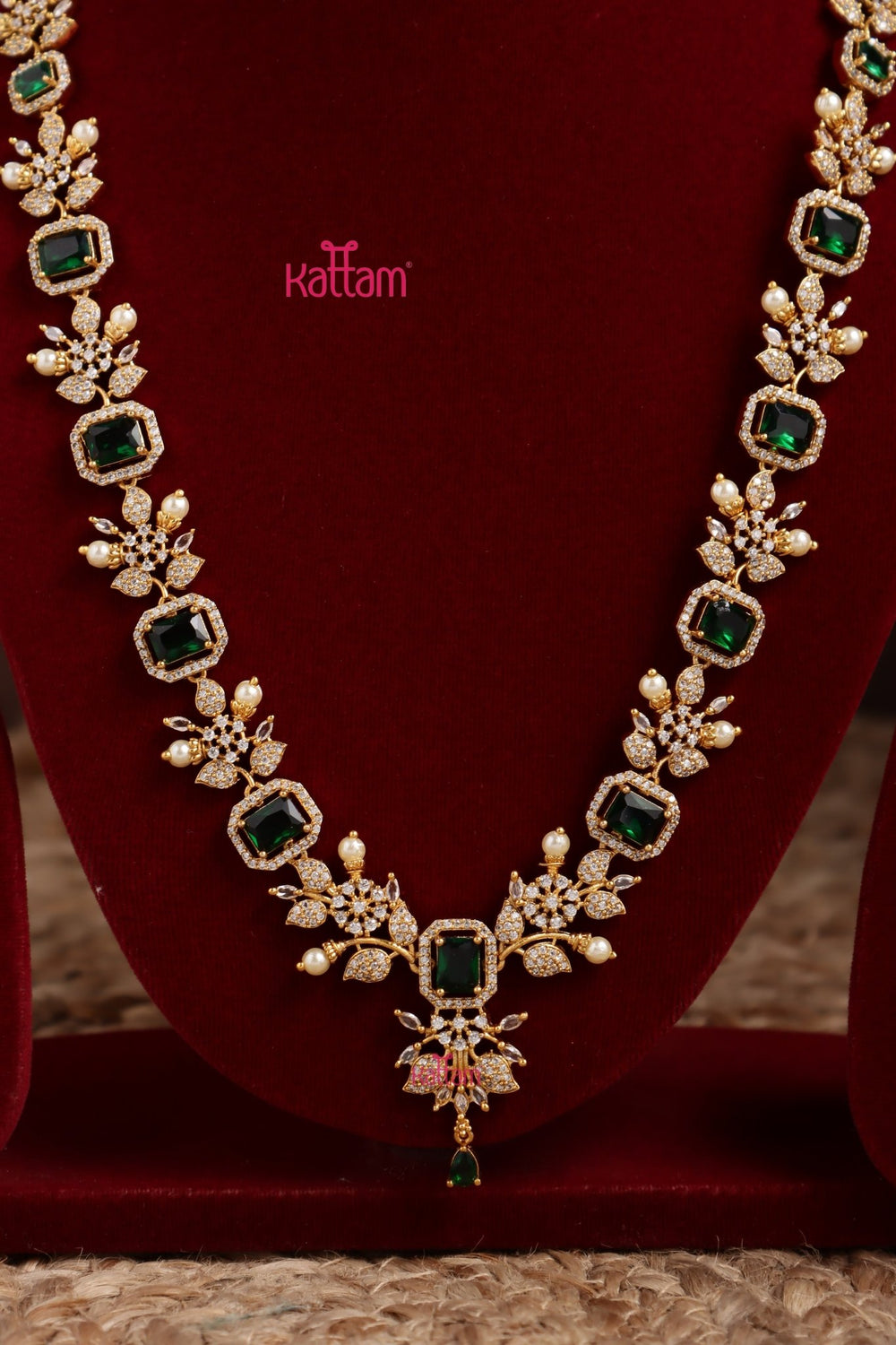 Jeevika - Leafy Green Stone Haram - N3943