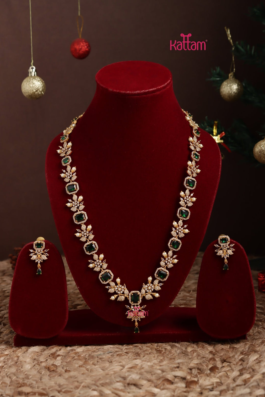 Jeevika - Leafy Green Stone Haram - N3943