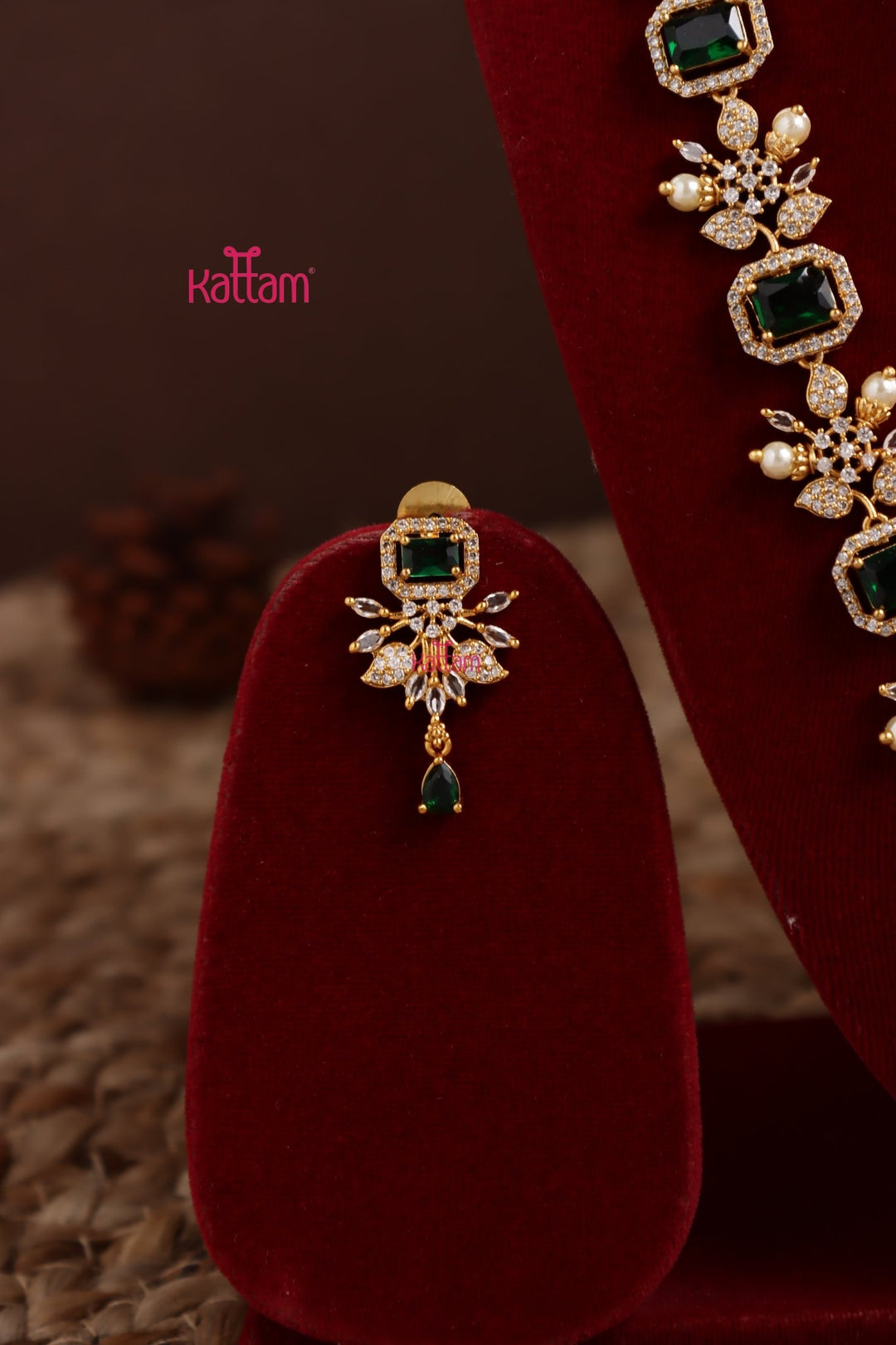 Jeevika - Leafy Green Stone Haram - N3943