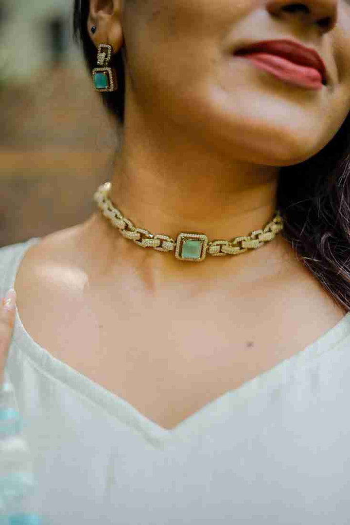Jeni - AD Stone Pastlegreen Choker - N5098