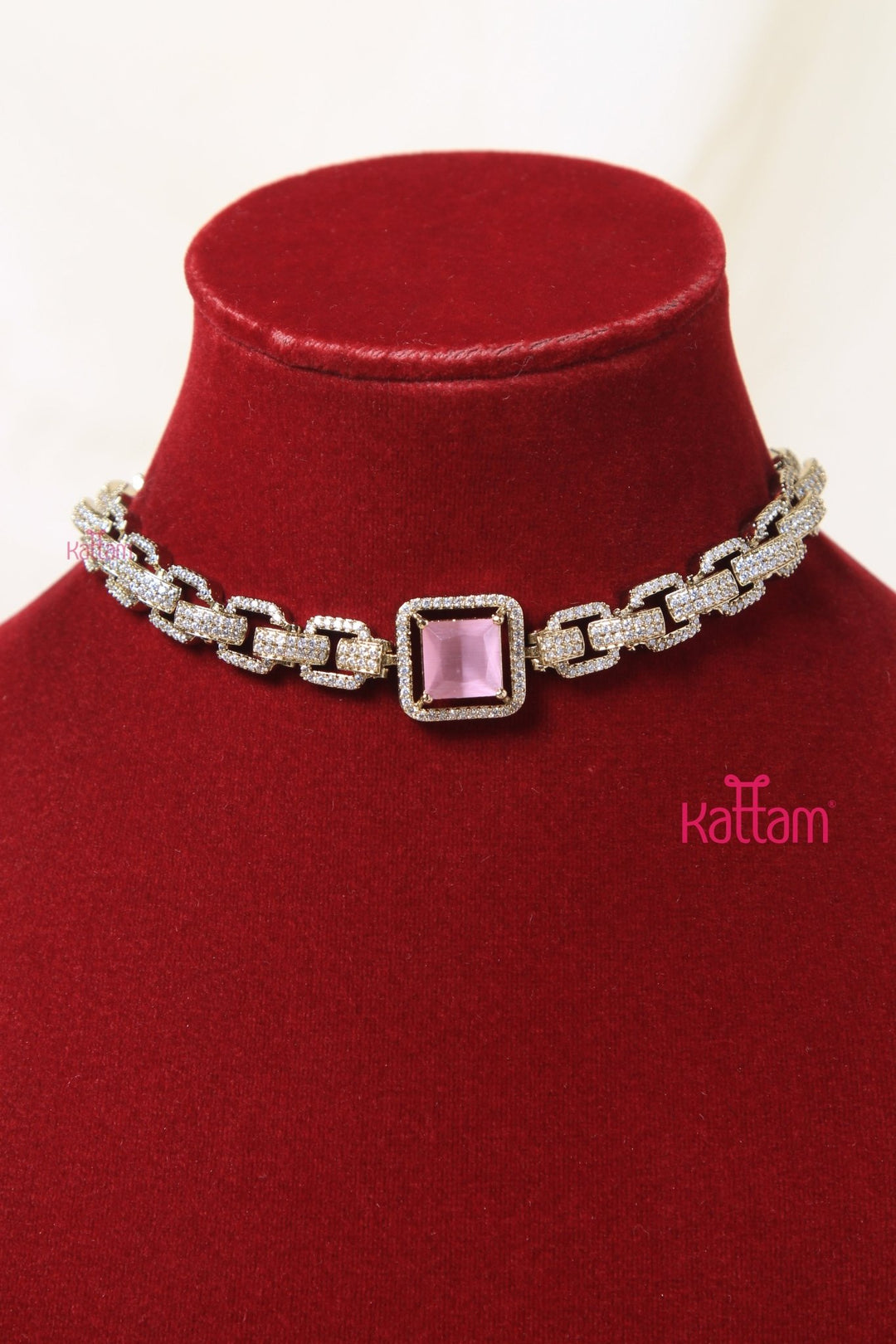 Jeni - AD Stone Pastlepink Choker - N5099