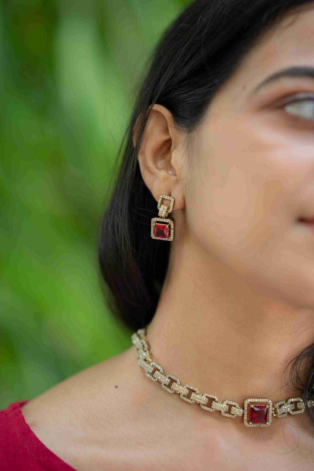 Jeni - AD Stone Ruby Choker - N5095