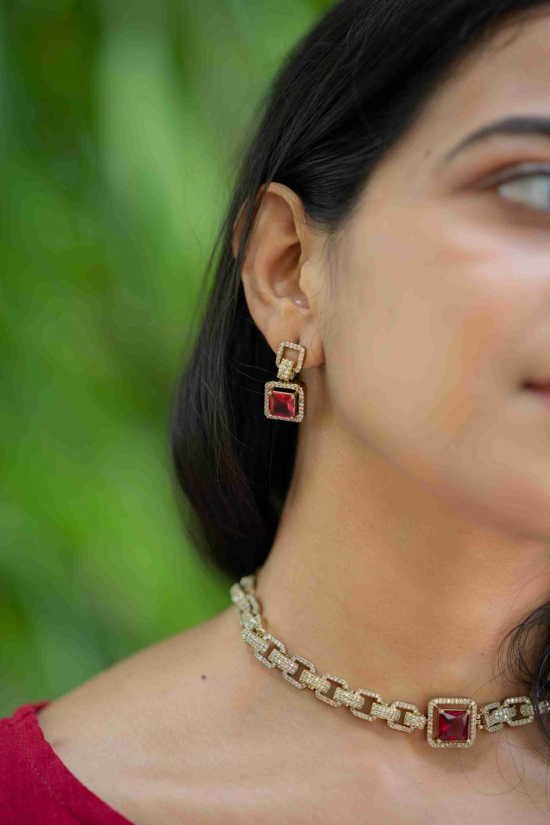 Jeni - AD Stone Ruby Choker - N5095