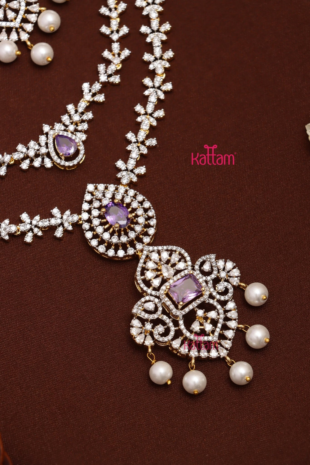 Jenisha - AD Layered Purple Necklace - N5310