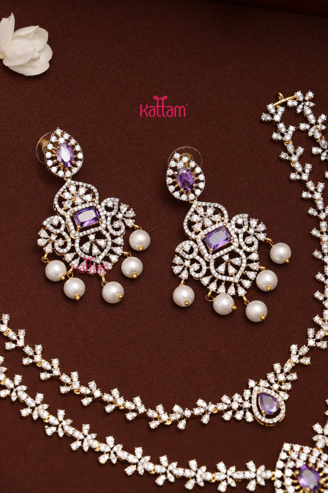 Jenisha - AD Layered Purple Necklace - N5310