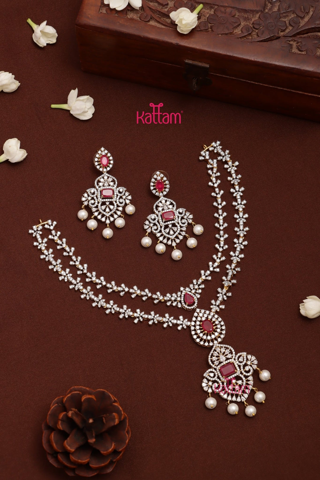 Jenisha - AD Layered Ruby Necklace - N5308