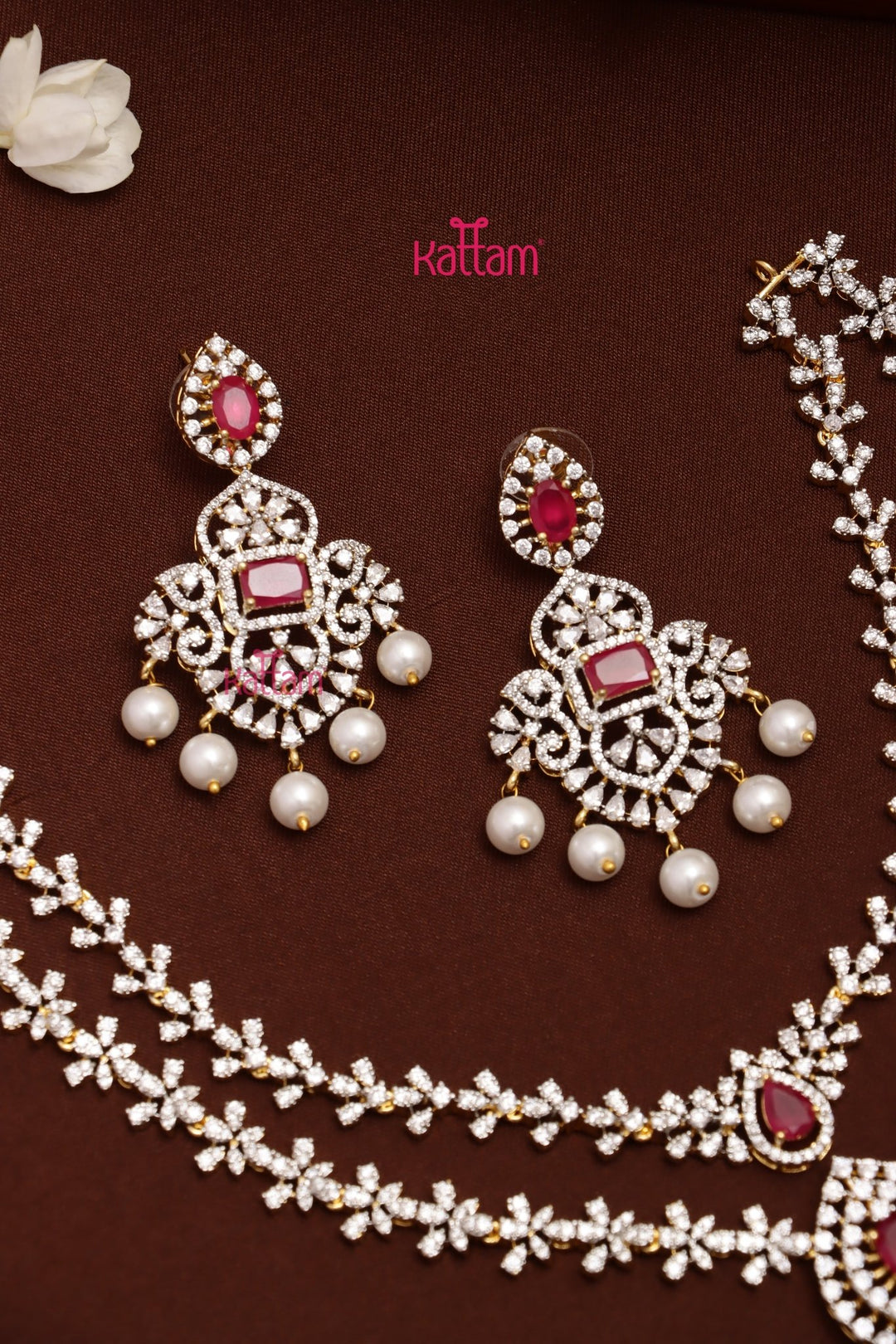Jenisha - AD Layered Ruby Necklace - N5308