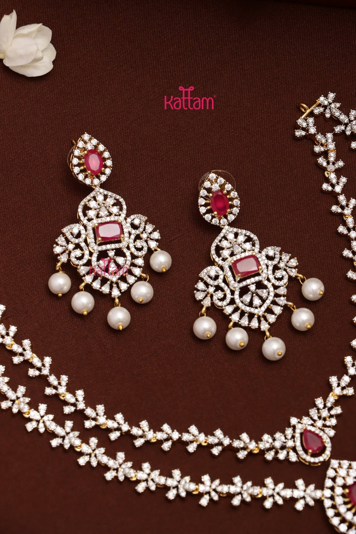 Jenisha - AD Layered Ruby Necklace - N5308