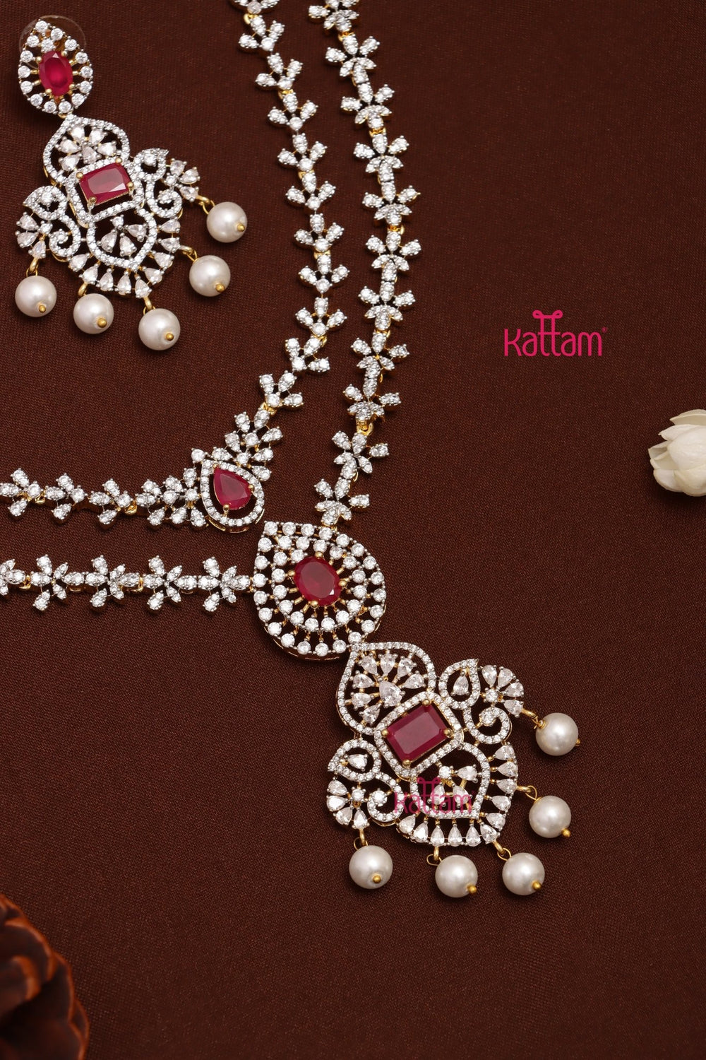 Jenisha - AD Layered Ruby Necklace - N5308