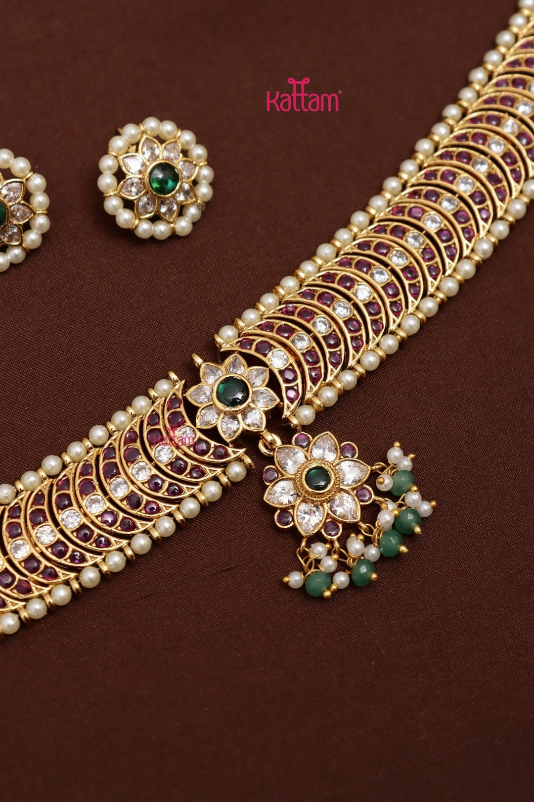 Kaarigai - Halfmoon Flower Choker - N4027