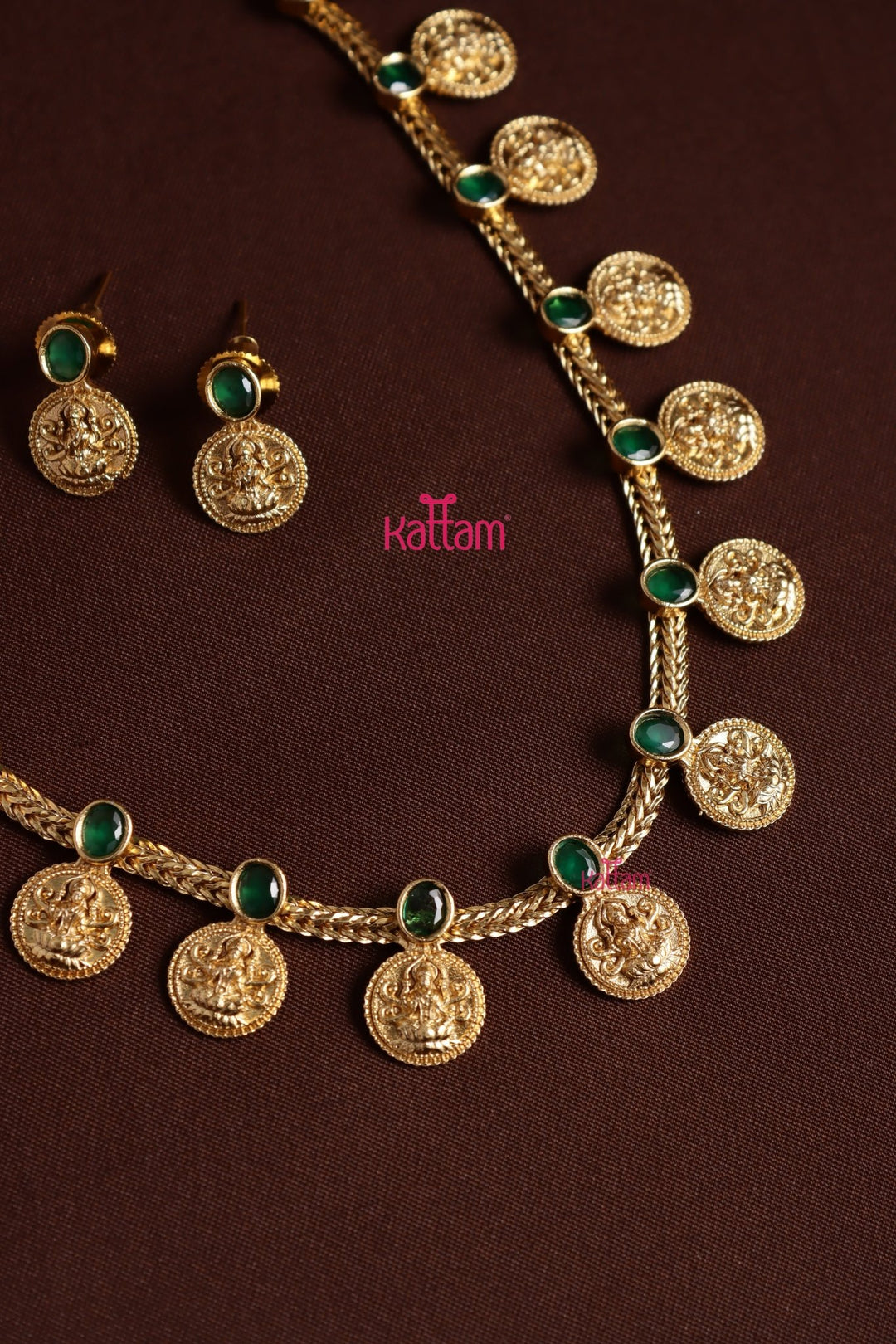 Kanaga - Coin Green Necklace - N4005