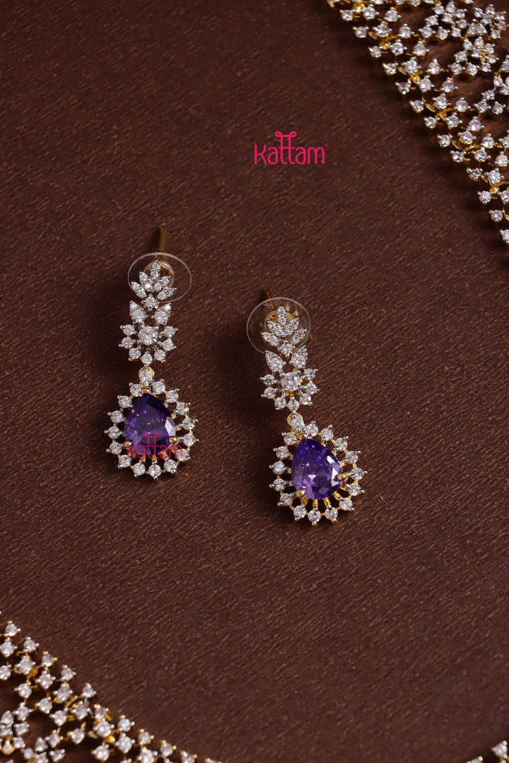 Karina - AD Purple Drop Bridal Haram With Tikka Set - N5330